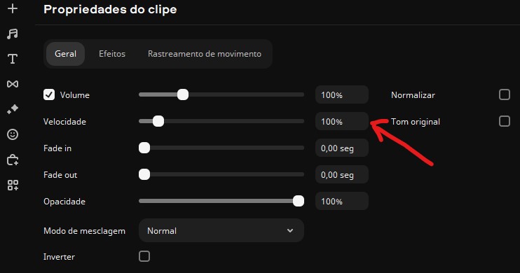 Ajustando a velocidade