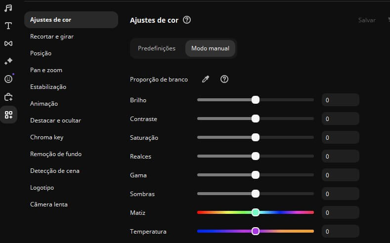 Ajuste de Cor Manual