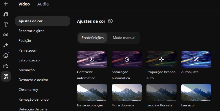 Ajuste de Cor Predefinido